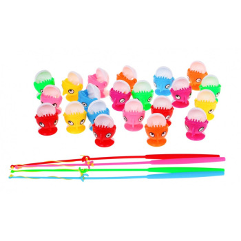 Gra zręcznościowa Łowienie Rybek dla dzieci 3+ różowy + 21 kolorowych Rybek + 4 Wędki + Plansza z 3 jeziorkami